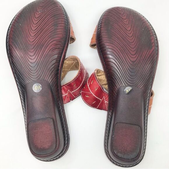 Spring Step AZALEA Red Brown Laser Cut Leaf Whimsical Wedge Heel Open Toe Sandal - Picture 13 of 15